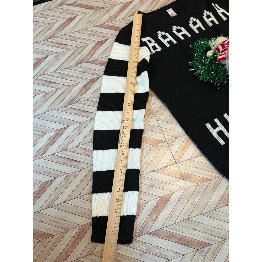 No Boundaries Kids BAAAH HUMBUG Ugly‎ Christmas Sweater L 11-13 Black Holiday - Picture 4 of 8
